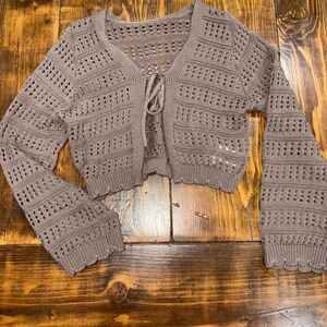 SHEIN Crochet Knit Cardigan - Brown
